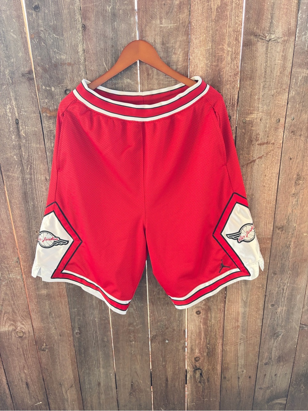 Air Jordan Red Y2K Athletic Basketball Shorts with White Trim